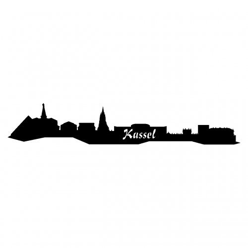 Aufkleber Kassel Skyline Autoaufkleber in 8 Größen und 25 Farben (80x14,2cm schwarz)