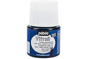 LIVEMOOR Pebeo Vitrail - Peintures pour verre - Couleurs variées - Bouteilles de 45 ml (bleu cobalt)