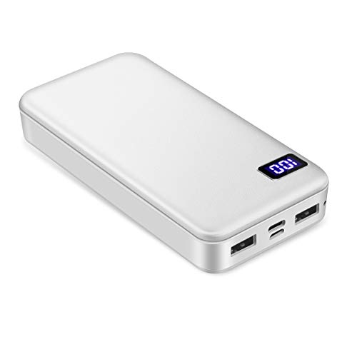 BOTKK Caricabatterie Portatile 20000mAh Power Bank, Batteria Esterna con Ingresso USB-C,Dual USB 2.0 Porte per iPhone XR XS Max, Galaxy S9 / S8 e Altri telefoni cellulari - Bianco