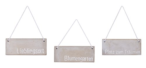 Schilder 3er Set Beton Grau B x H x T 15x6x1cm Garten Deko Sprüche Wanddeko