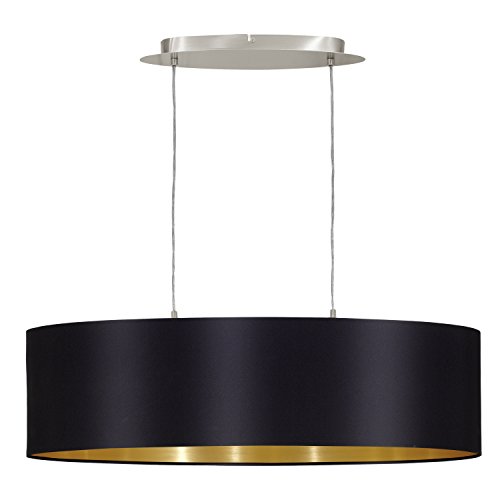 Eglo Maserlo 31611 Lámpara de techo con pantalla de níquel mate, color negro y acero dorado, 78 cm