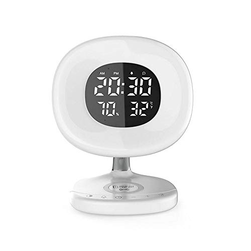 Preisvergleich Produktbild Teepao Sunrise Wecker, [2018 Upgraded] Weckwecker QI kabelloses Ladegerät Farblicht Nachttisch Sunrise Simulator für Schlafzimmer, Nachttisch und Kinder (weiß)