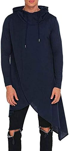BHYDRY Black Long Hoodie Cloak Men Hooded Solid Trench Coat Jacket Cardigan Long Sleeve Blouse