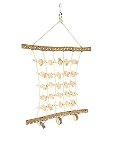 KSK Parrot Climbing Net Toy, Pet Birds Playing Chewing Hanging Toy Wooden Swing Ladder for African Grey Budgie Parakeet Cockatiels Conure Cockatoo Lovebird