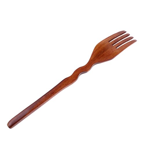 20cm Länge Holz Küche Abendessen Nachtisch Salat Servieren Kochen Gabel Braun - 3