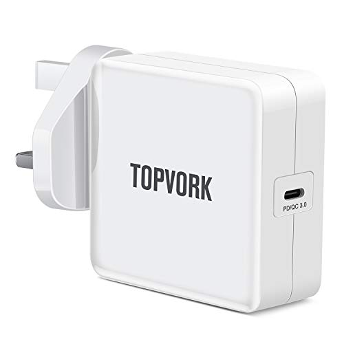 TOPVORK USB C Charger, Wall Charger 45W with PD/QC 3.0 Port for iPhone XS/XS Max/XR/X/8/8 Plus, iPad mini 4/Pro, MacBook/MacBook Pro, HUAWEI, Pixel, Galaxy and More