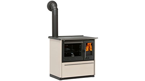 Preisvergleich Produktbild Globefire Festbrennstoffherd Aronia, Stahl Creme, 8 kW, Backfach, Kochfeld links