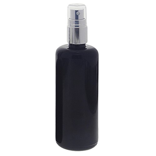 Violettglas Mironglas Sprühflasche 100ml, stark lichtschützend, Miron Glas-Flasche mit silber Pump-Zerstäuber Kosmetex, Flakon, 100 ml