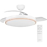 LEDUNI Fan with LED Light 72w 7590LM with CCT remote control | DC motor timer, 6 speeds, retractable blades, 3 light temperat