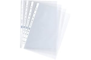 Boite de 100 pochettes transparentes perforées grainées en polypropylène 5/100e - Maxiburo
