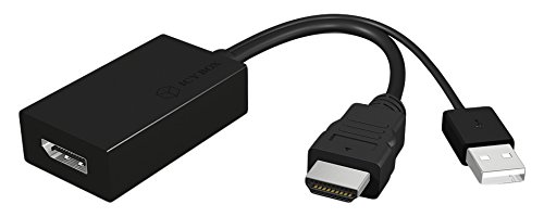 Icy Box IB-AC526 High Speed HDMI (Eingang) zu DisplayPort (Ausgang) Adapter, USB-Stromversorgung, schwarz
