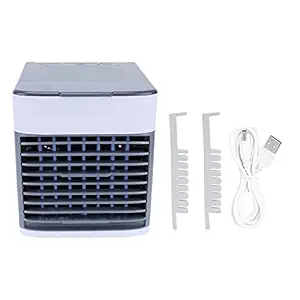 Air Conditioner Fan, Three Gears Adjustable USB Charging Portable Air Conditioner Small Size 500Ml Water Tank Personal Air Cooler Fan with LED Lights for Cold Wind Humidification Air Purification