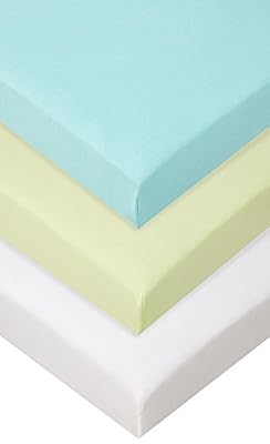 Easy dort Lot de 3 draps housse Coton - 70x160 - anis blanc turquoise