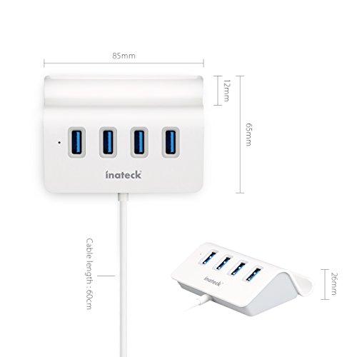 Inateck 4-Port USB 3.0 Hub mit Halterung Super Schneller Data bis 5GB/s - 4