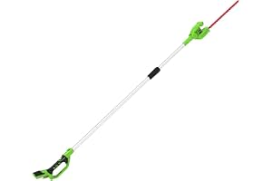 Greenworks G24PH51 Batteridriven Stånghäcksax med Delad Axel, 51 cm Dubbelverkande Blad, Bladskärningar Upp Till 18 mm, 125 G