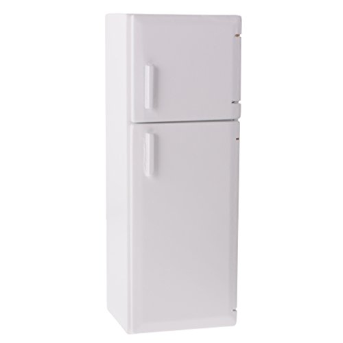 MagiDeal 1/12 Maison de Poupée Cuisine Meuble Miniature Blanche Réfrigérateur Congélateur en Bois Décoration 1.97 x 1.85 x 5.9 Pouces