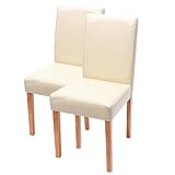 Abgerundete Ecken und Kanten Mendler 2X Esszimmerstuhl Stuhl Küchenstuhl Littau ~ Leder, Creme, helle Beine