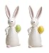 Produktbild MC Trend Osterhase mit Ei in der Pfote aus Keramik Dekofigur Hase Frühling weiß/bunt (weiß/gelb)