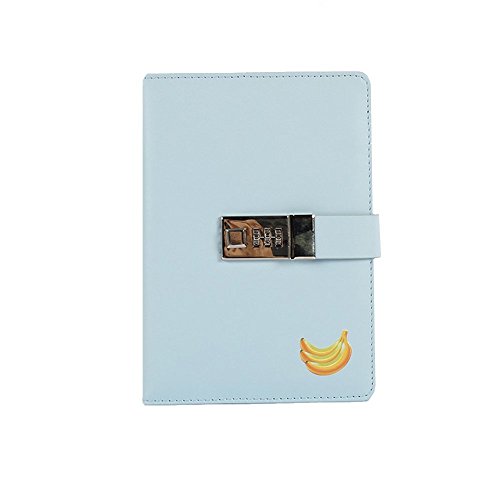 ZYWJUGE Creative Retro Notebook with A Password Lock Coded Lock for Diary Handbook Notepad Great Stationery (7.68in5.51in) (Banana)