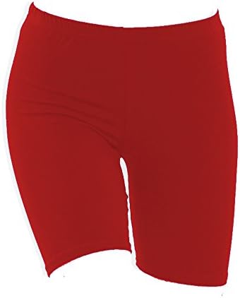 Girls Kids Children Exercise PE School Gym Bike Biking Cycling Lycra Shorts (Red, 5-6 Years)