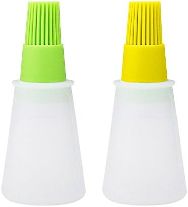 Collory & # X25BA Oil with Silicone Container for Baking, Cooking, Barbecues (BBQ) – Bottles, Ölbürste yellow