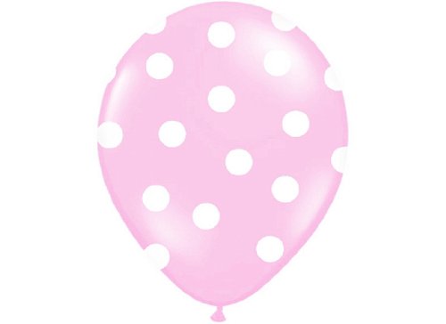 Luftballons hell rosa mit weißen Punkten 6 Stück ca.30 cm Ø Luftballon Ballons
