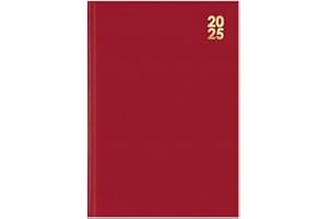 Sixstore 2025 pamiętnik A4 tygodniowy pamiętnik kolorowy modny A4 2025 WTV planer roczny na biurko pamiętnik wstążka marker (czerwony)