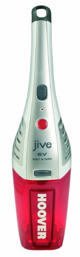 Hoover JIVE SJ60WWR Wet&Dry - Aspirador de mano para líquidos y sólidos, 6 V de potencia, 0.3 litros de capacidad, color blanco y rojo