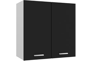 vidaXL Kitchen Cabinet 2 Shelves Wall Cupboard Kitchen Cabinet Built-in Kitchen Unit Kitchen Furniture Top Cabinet Black 60 x 31 x 60 cm Chipboard
