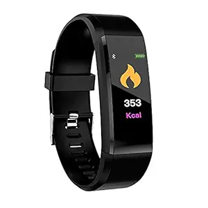 ID-115 Health Care Fitness Tracker Band - Smart Watch Bracelet with Heart Rate Monitor Notification Alert Camera Control for Men Kids Women (Black)
