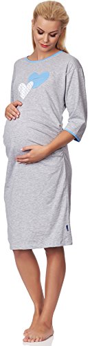 Be Mammy Maternity Night Dress Tulia (Melange/Blue, M)