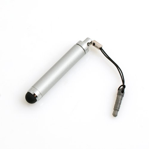 System-S Mini Stylus Touch Pen kapazitiver Bildschirm Eingabe Stift Ausziehbar Silber für Tablet PC Smartphone Handy PDA