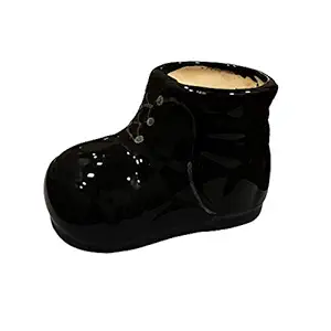 ShopMeFast Shoe Shape Handcrafted Ceramic Pots Ceramic Planter for Indoor Plants/Planters,Home Decor,Garden Decor,Office Decor,Decorative Succulent Pot (Color: Black)(L: 8 cm, W:17 cm, H:10 cm)