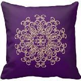 Personalized 18X18 Inch Square Cotton Pillows Purple And Gold Indian Style Throw Pillows