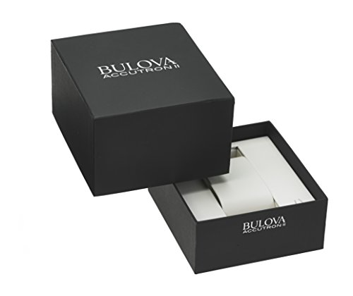 Bulova Accutron II Men's Quartz Watch with Grey Dial Analogue Display and Black Leather Strap 96B213