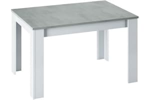 Mobelcenter – Mesa de Comedor Extensible Kendra – Mesa de Salón o Cocina Acabado en Color Cemento y Blanco Artik – Medidas: Ancho: 140-190 cm x Fondo: 90 cm x Alto: 78 cm - (1091)