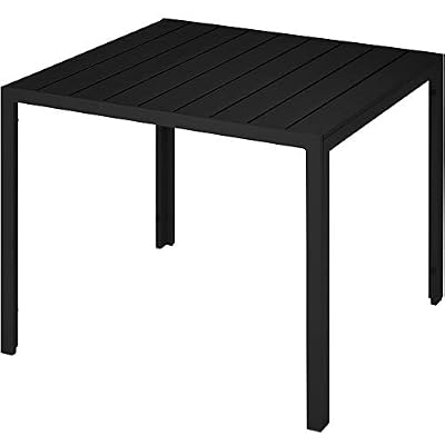 TecTake Table de Jardin Carrée, Meuble d'Extérieur en Aluminium - Diverses Couleurs - (Noir | n° 402954)