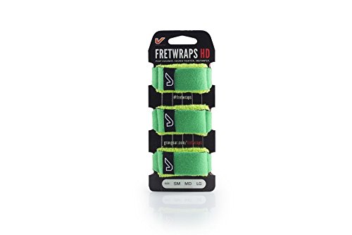 GruvGear HD-FretWrap - Pack de 3 accesorios de amortiguación/sordina profesional (tamaño pequeño), color azul celeste, verde