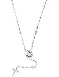Padre Nostro - Collana Rosario in Argento 925 Rodiato con Zirconi Bianchi