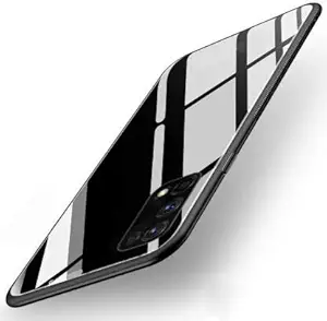 Realme X7 Mobile Case & Cover Stylish Designer Glass Back Cover for Girls and Boys (Black)