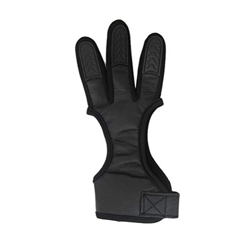 LIOOBO 3 Doigts Gants Trois-Protecteur Protecteur Arc Classique Peau De Cerf Méditerranée pour Arc Flèche Tir à l'arc - Taille XL (Noir)