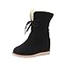 Produktbild Schneeschuhe Damen | Low Wedge Biker | Knöchel Trim Flache Knöchel | Martin Stiefel | vorne Verband | Warme Fell Schuhe | Sunday (Schwarz, 38 EU)