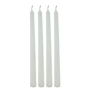 SITARA CRAFTS Long Houseold White Taper Candles | Dripless Candlesticks |10-Inch Tall 8 Hour Clean Long Burning | Set of 4 | Party and Special Occasions