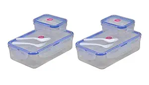 Nakasa Plastic Lunch /Tiffin Box for Children/Kid (Transparent, 800ml +125 ml) 2 Lunch Box
