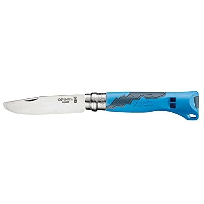 Opinel Outdoor Junior Couteau de poche de plein air pour enfant, manche bleu, lame en acier 12C27 inoxydable, taille unique
