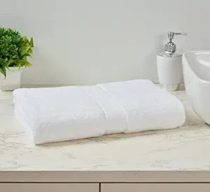 Ultica Fab 550 GSM 100% Cotton Bath Towels | Large Size Full Body Towel for Men and Women | Soft and Highly Absorbant Towels for Gym Pool Spa, 70 x 140 cm, White