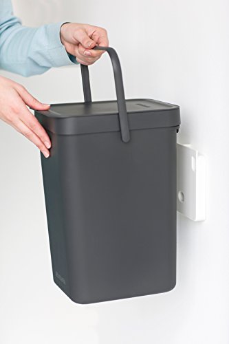 Brabantia 109966 Abfallbehälter ‚Sort & Go‘, 16 L Abfalleimer, Plastik, grau, 53 x 22 x 41 cm - 5