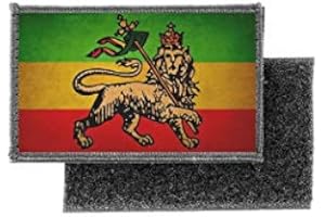 AKACHAFACTORY Patch ecusson imprime badge vintage drapeau ethiopie lion rasta