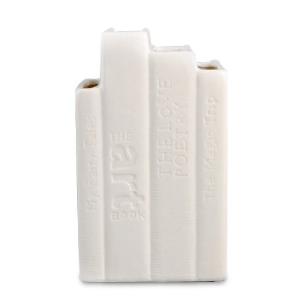 SELETTI Vorratsdose 25 cm große Porzellan "Biblio Tek" Buch Vase, weiß