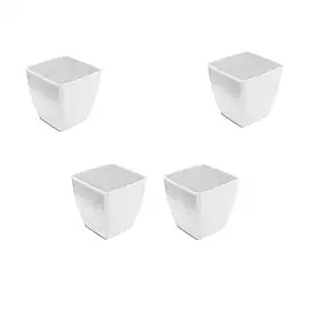 Antier 2-Inch Plastic Square Planter Pots for Gardening Plantation (Set of 4pcs) in White Color for Indoor, Home, Office and Outdoor use, Decorative Gift Item Flower Pots, Durable Product